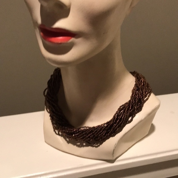 Necklace Multi Strand Brown with adjustable closure Bohemian Gypsy - Picture 6 of 7